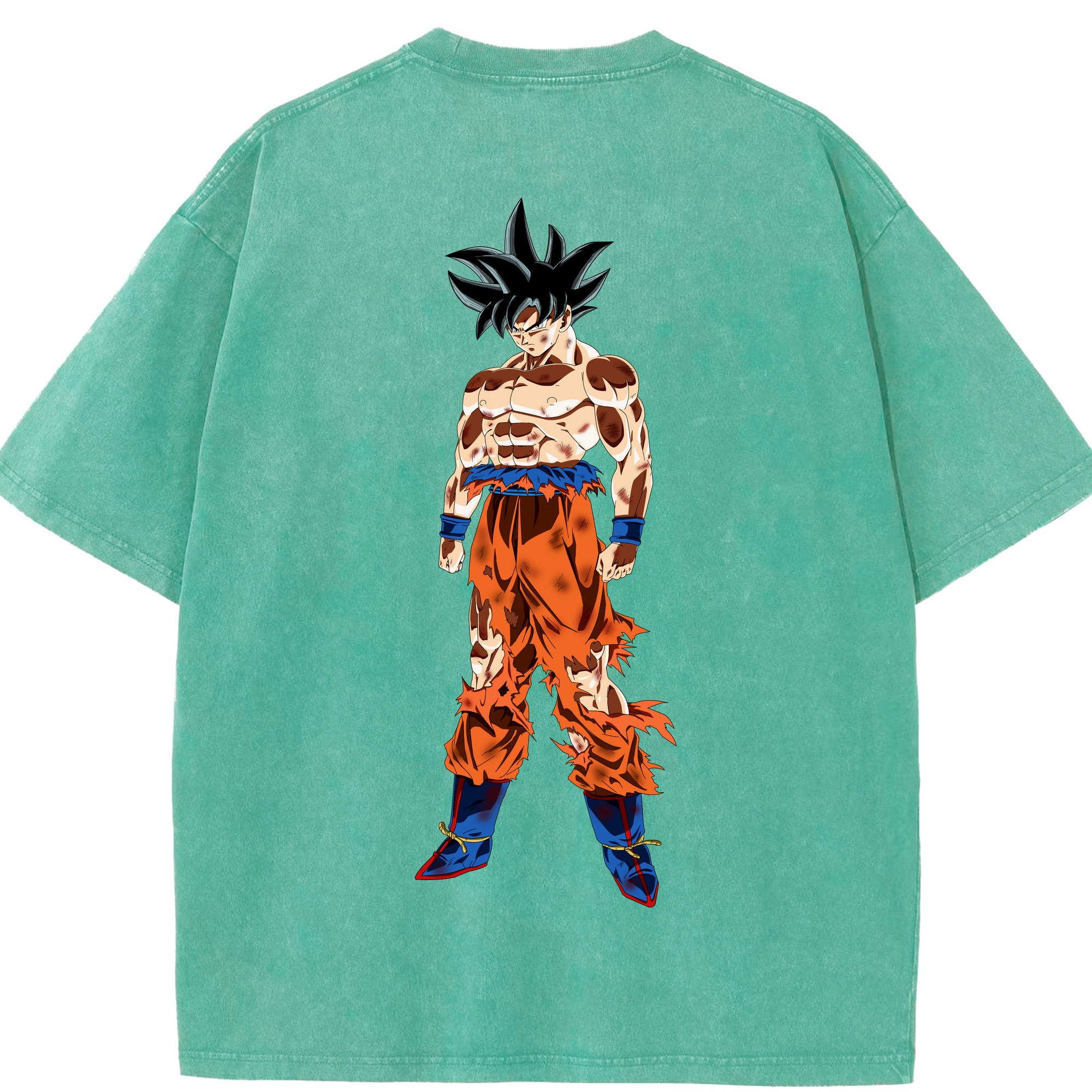 （画像用） ドラゴンボール 孫悟空（そん ごくう）Son Goku カカロット DRAGON BALL Kakarotto 綿100% ヴィンテージ風 半袖Tシャツ（背面プリント）